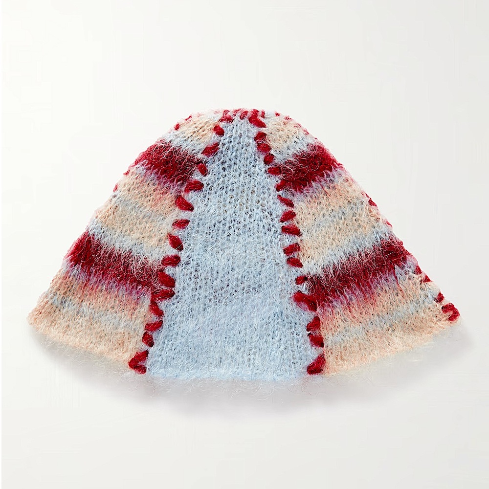 Marni mohair bucket hat iconic brushed stripes tan NWT